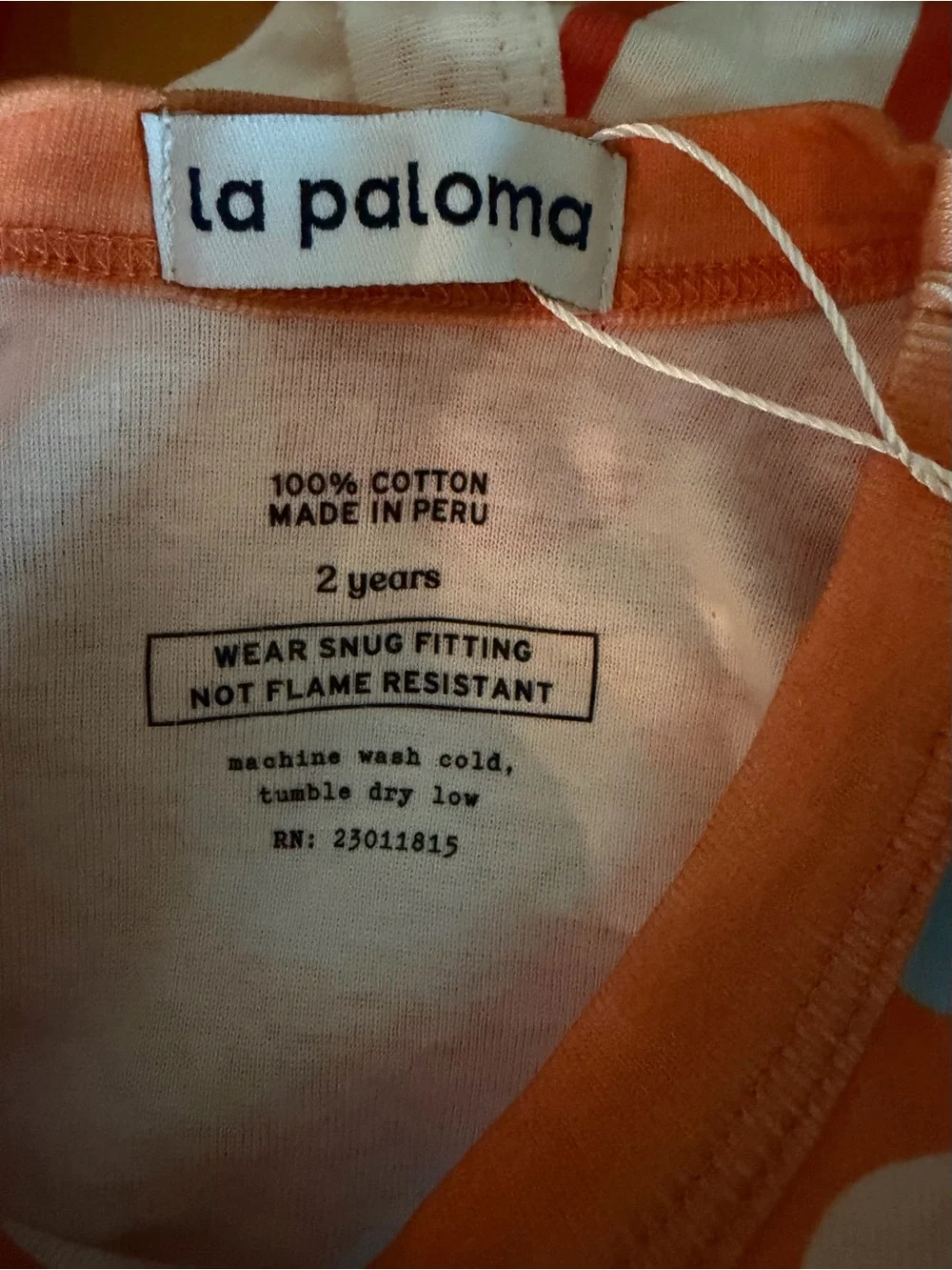 Set of two La Paloma lightweight Peruvian cotton pajamas size 2 unisex NWT